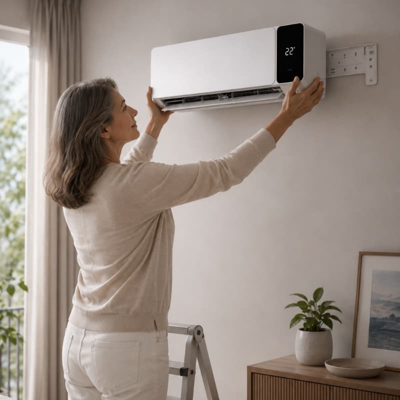 Nivora wall heater being mounted on a wall